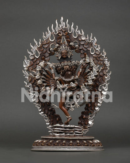 Hevajra and Nairatmya tantric deity statue showcasing Vajrayana Buddhist sacred art from Nepal.