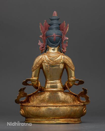 Himalayan Amitayus Buddha statue handcrafted by Newari artisans in Patan, Nepal.