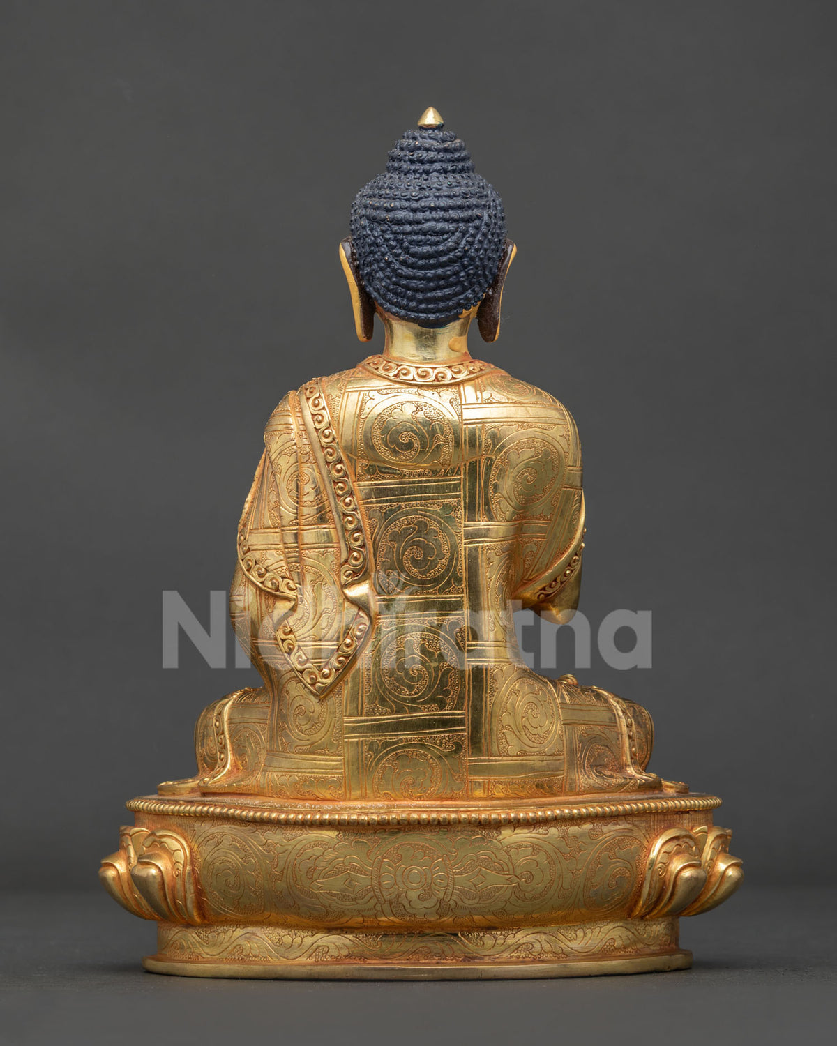 Himalayan Amoghasiddhi Buddha statue Newari artisan gold gilded.