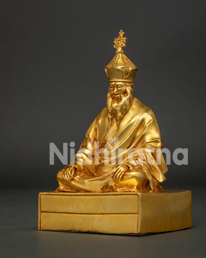 Himalayan Chatral Rinpoche Statue with Hand Carved Monastic Robes.