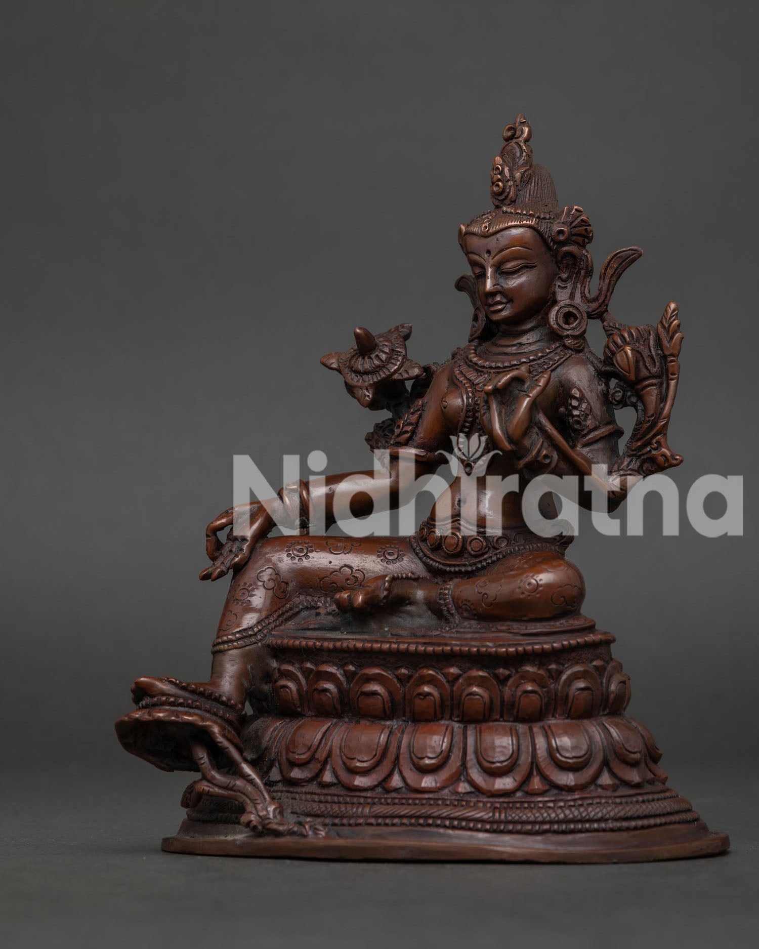 Himalayan Green Tara Copper Statue Symbolizing Compassion Protection and Healing.