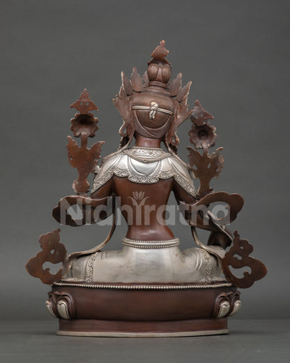 Himalayan Green Tara statue for meditation altar featuring lotus throne, compassionate symbolism, and sacred Buddhist artistry.