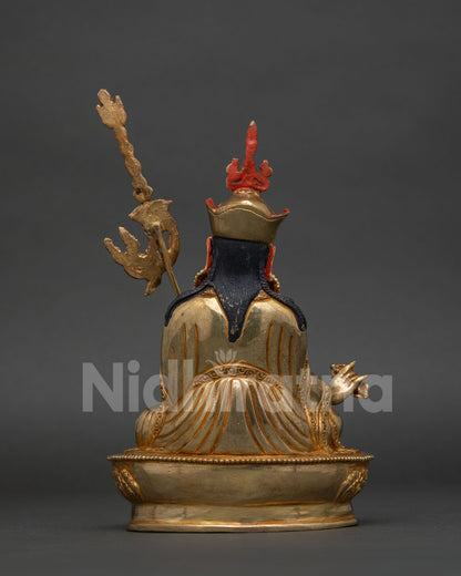 Himalayan Padmasambhava statue newari artisan gold gilded.