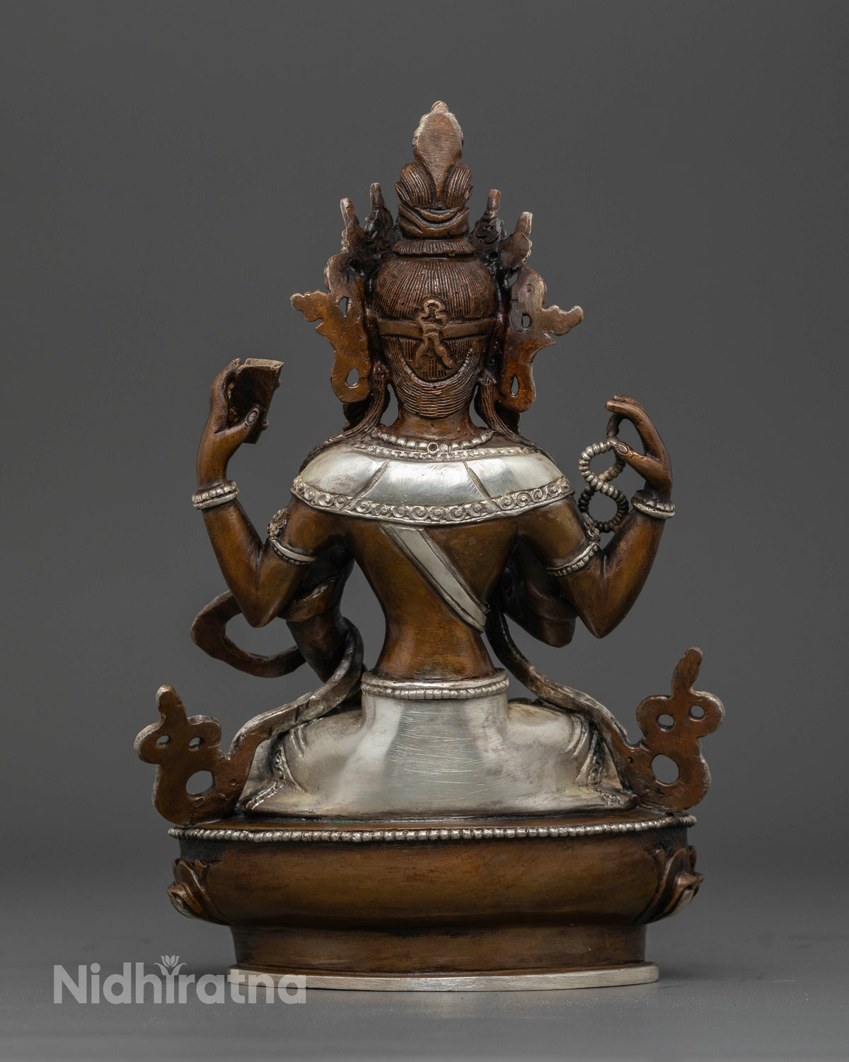 Himalayan Prajnaparamita statue with intricate repoussé and three dimensional carving