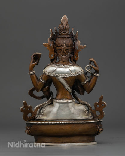 Himalayan Prajnaparamita statue with intricate repoussé and three dimensional carving