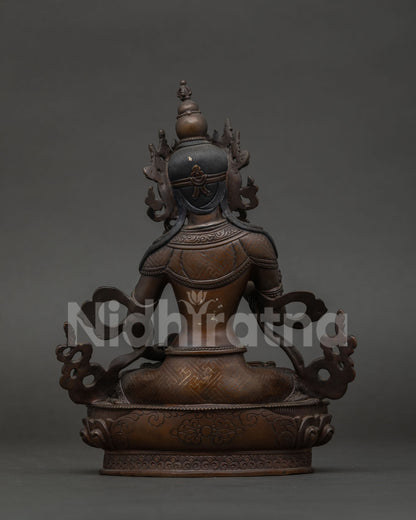 Himalayan Vajrasattva copper statue for Buddhist altar meditation and purification practice.