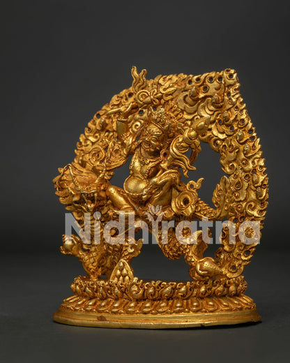 Himalayan White Dzambhala Buddhist Statue Symbolizing Prosperity and Protection.