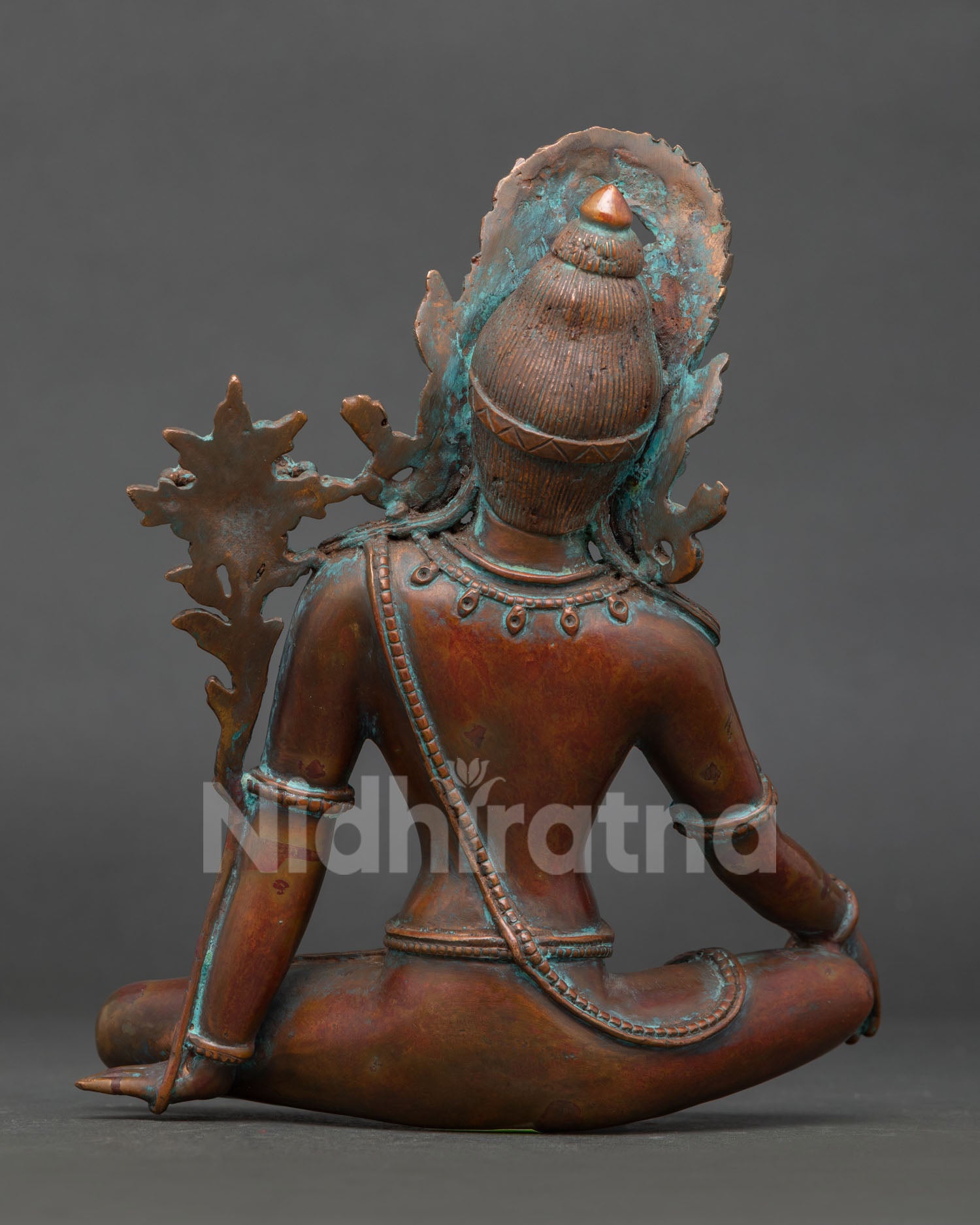 Indra Statue Antique Copper Finish Nepalese Sacred Art Back View.