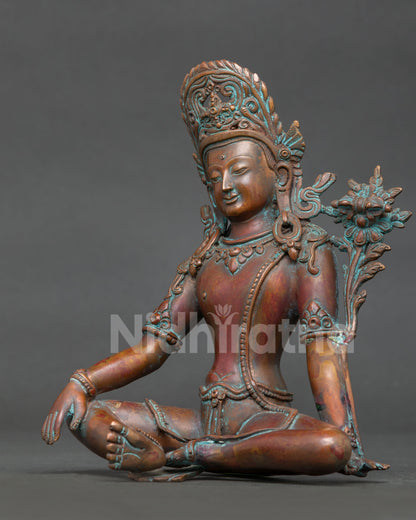 Indra Statue Utpala Flower Vajra Sacred Deity Detail.
