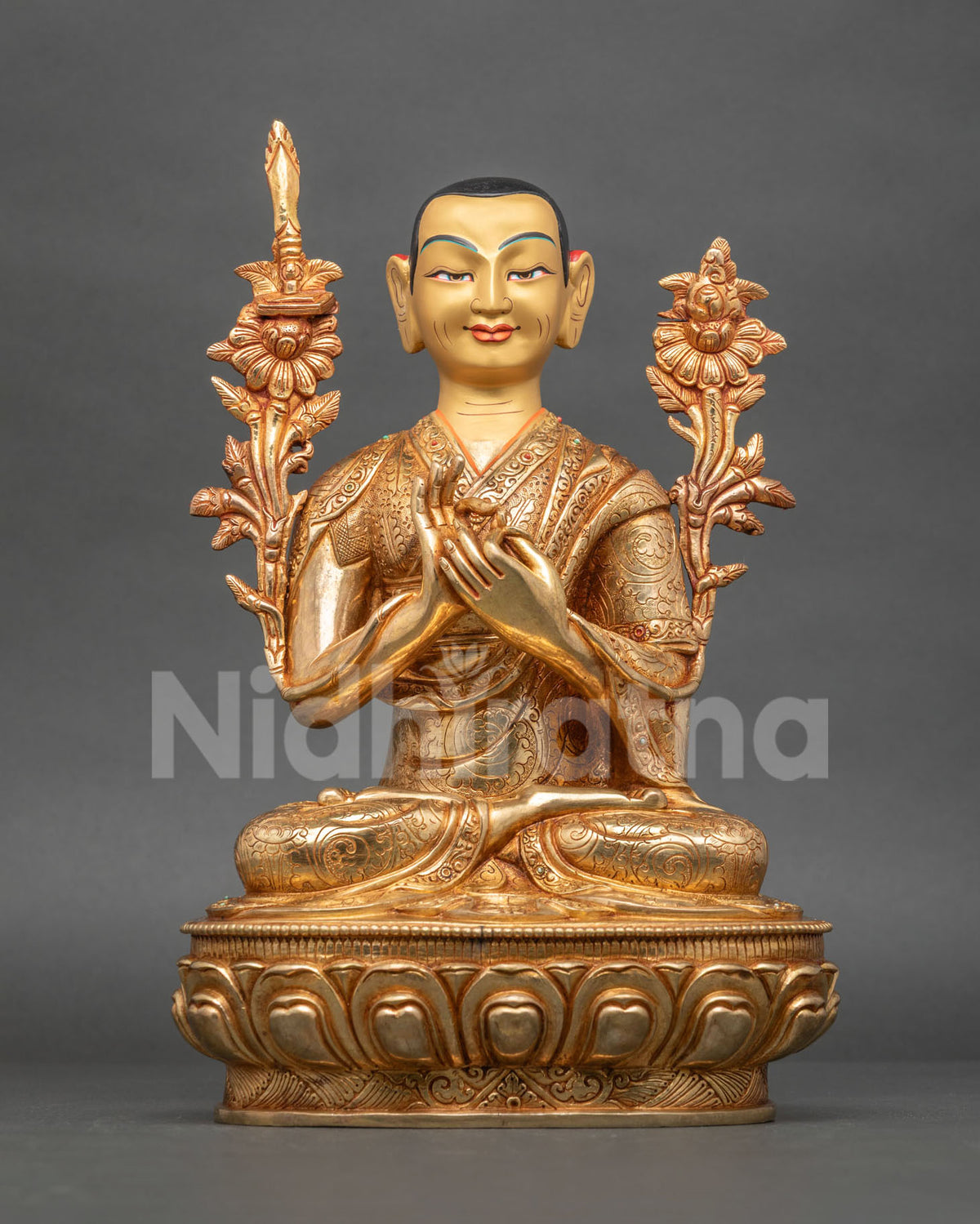 Je Tsongkhapa with Gyaltsab Je and Khedrup Je Buddhist statue trio