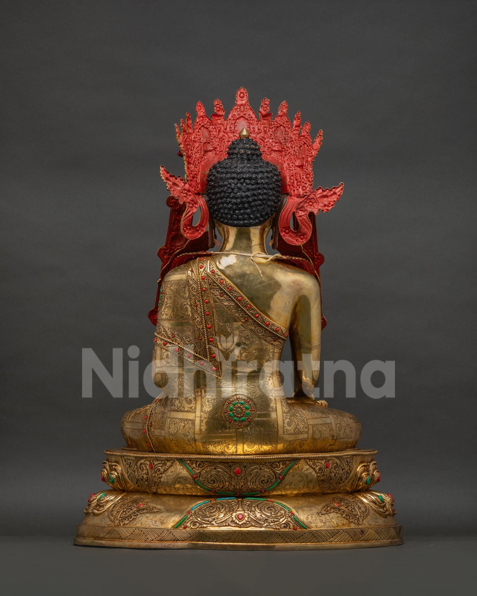 Jowo Rinpoche Statue Back View Copper Alloy Buddha Shakyamuni by Newari Artisans