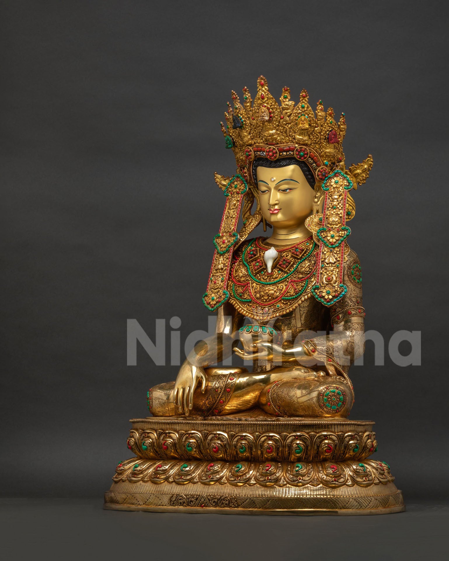 Jowo Rinpoche Statue Left Side View Handmade Nepalese Buddha Shakyamuni