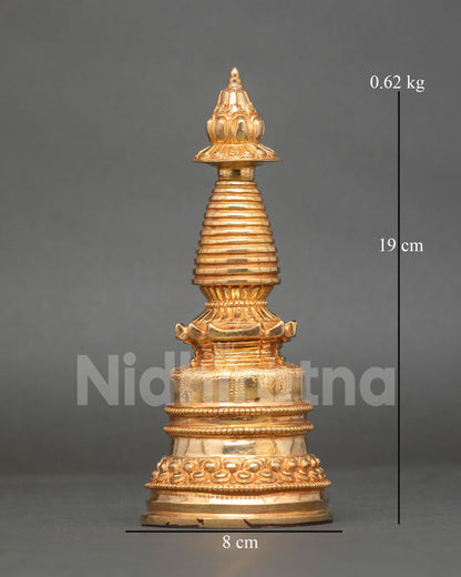 Kadampa Stupa, handcrafted by Newari artisan from Patan, Nepal with 24K gold-plated copper finish