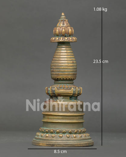 Kadampa Stupa with Gold Plated Details and Antique Finish from Nepal