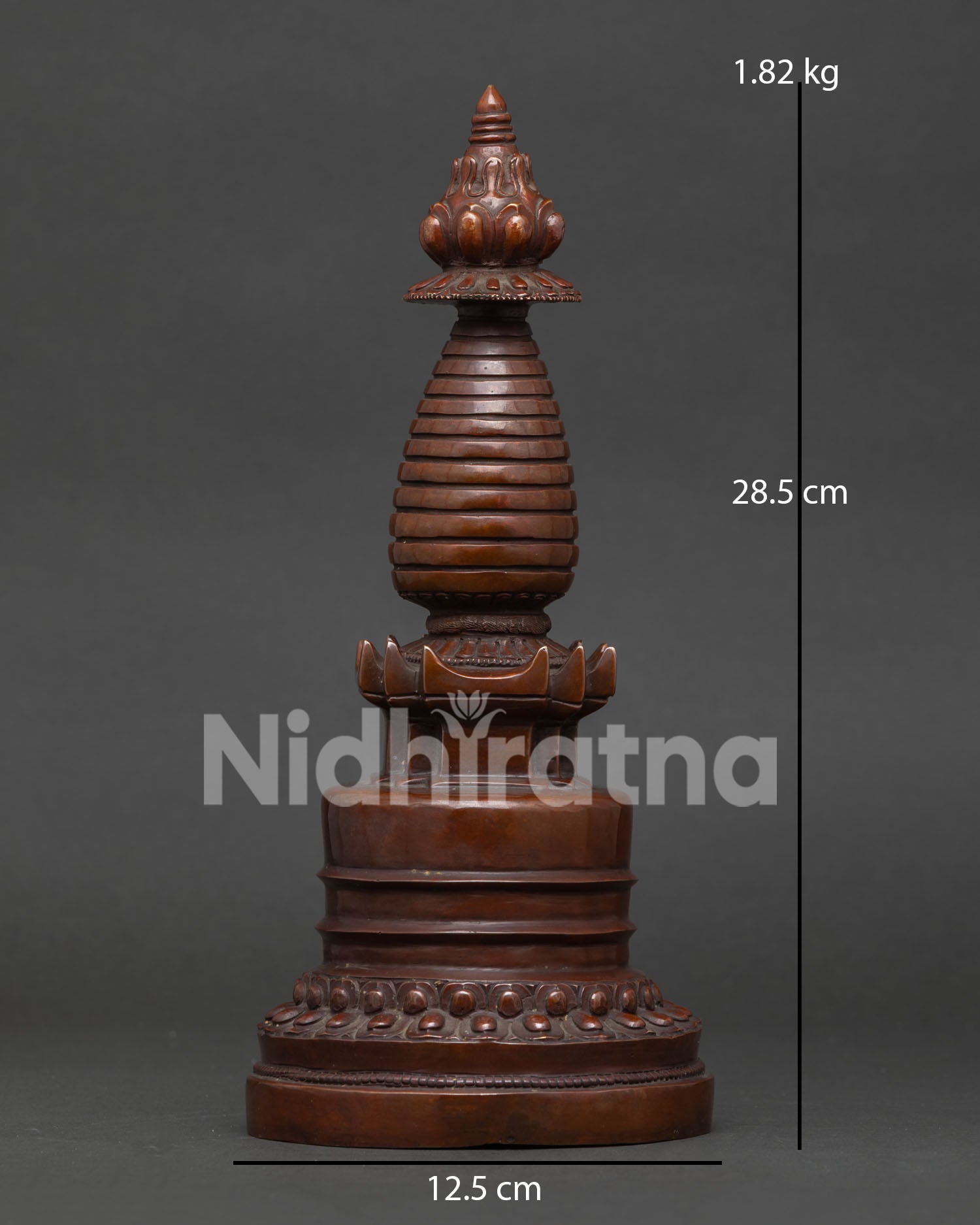 Kadampa Stupa with oxidized copper finish made by Newari artisans
