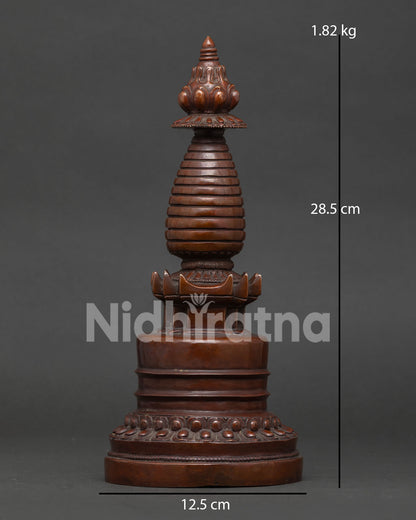 Kadampa Stupa with oxidized copper finish made by Newari artisans