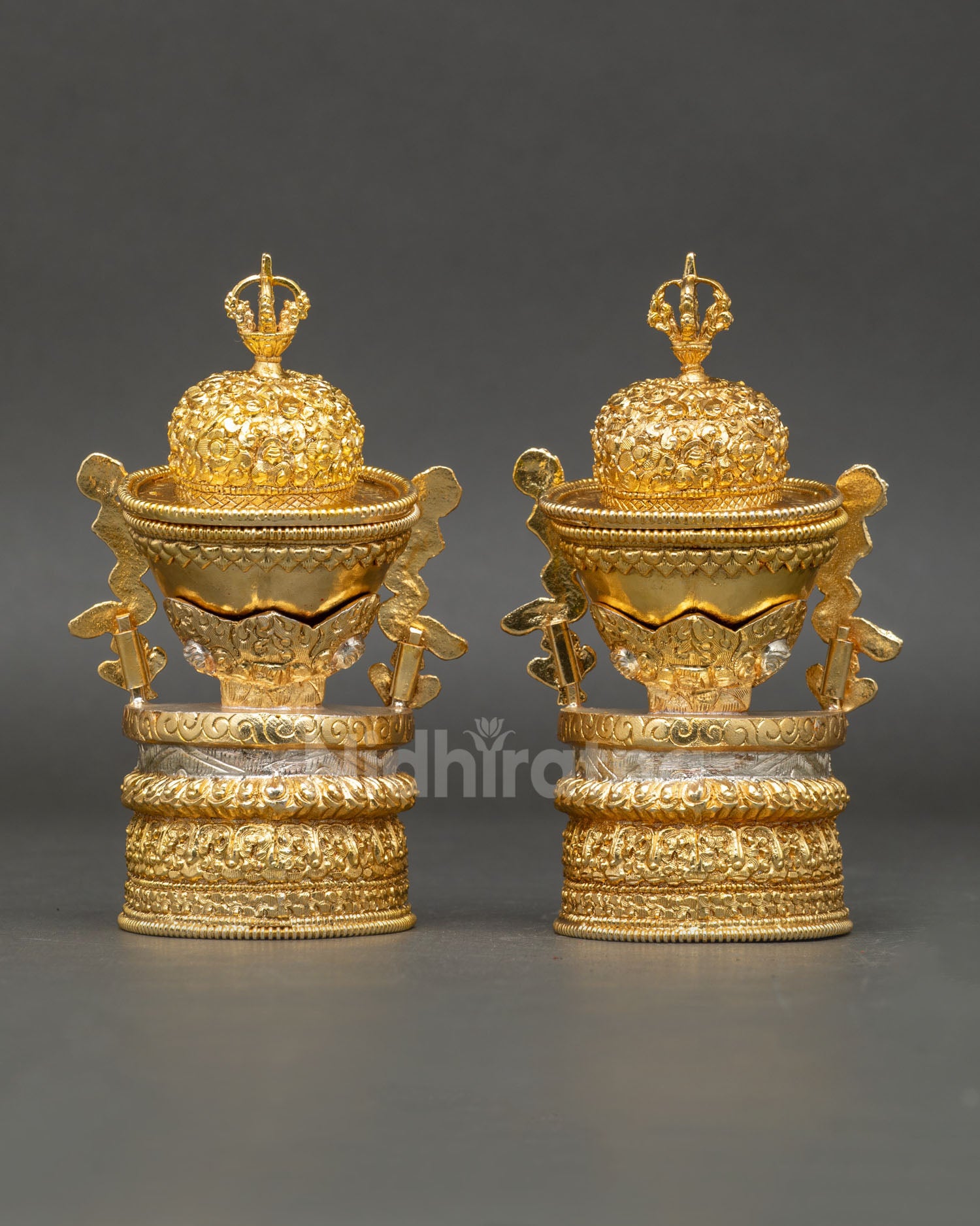 Kapala Set showing Himalayan handcrafted skull cup offering vessel with silver plated finish copper foundation and sacred tantric ritual symbolism