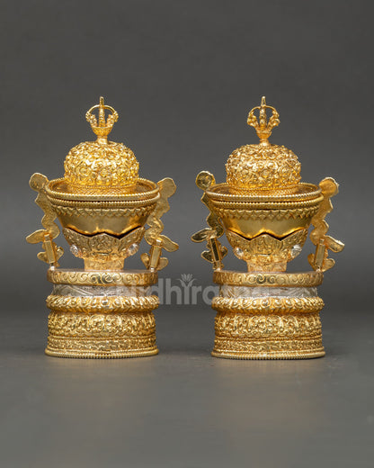 Kapala Set showing Himalayan handcrafted skull cup offering vessel with silver plated finish copper foundation and sacred tantric ritual symbolism