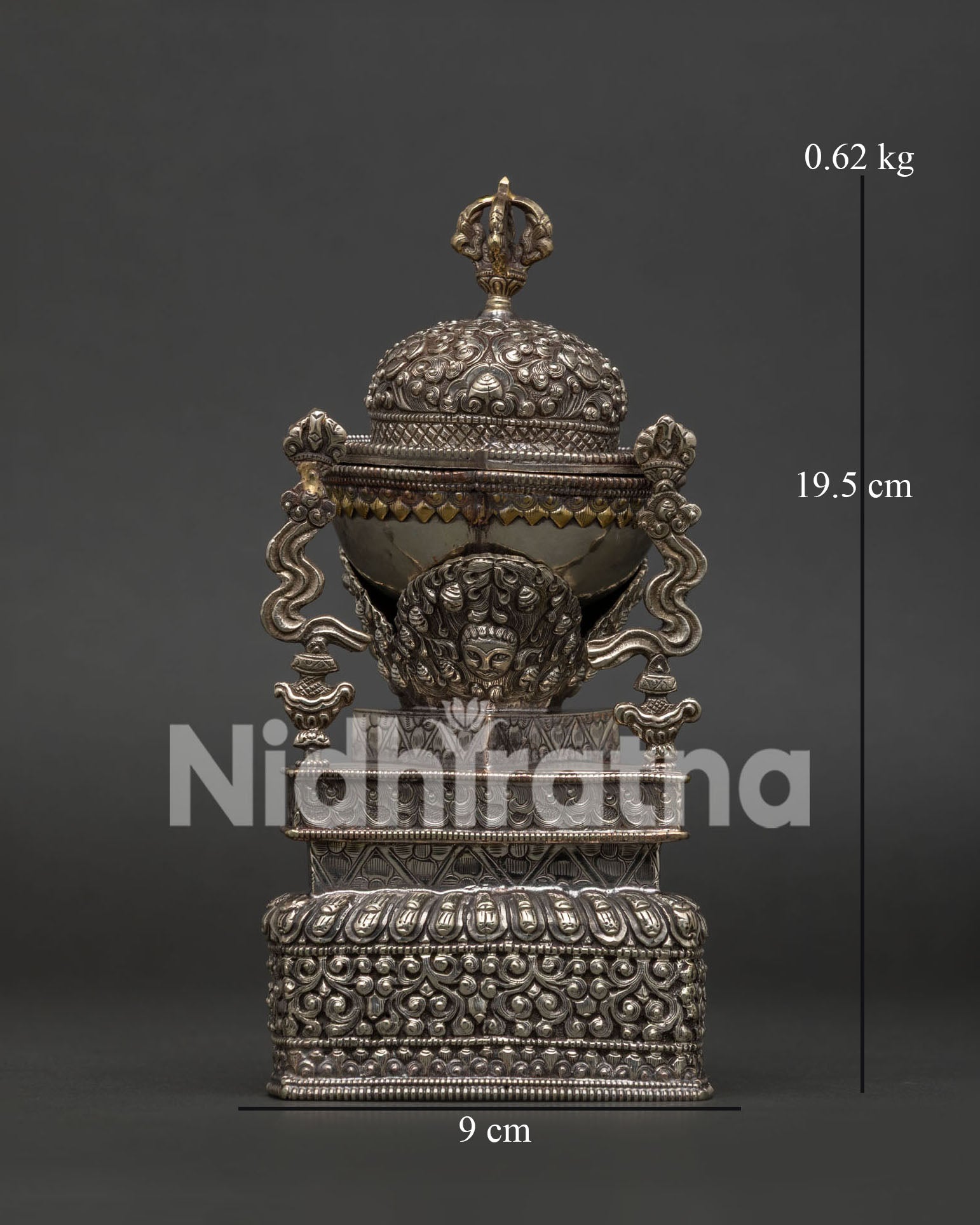 Kapala Skull Cup in silver plated copper from Nepal