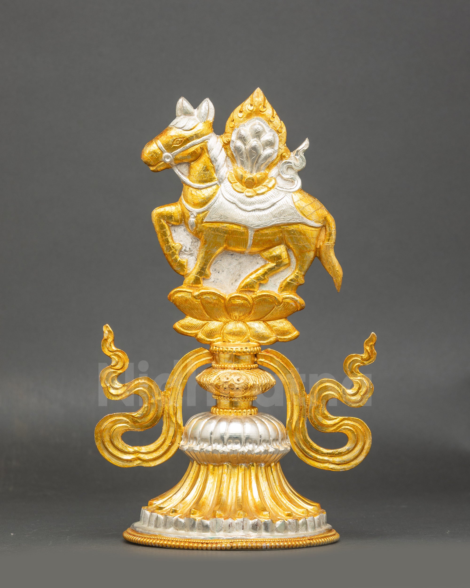 King and Queen Horse with sacred ceremonial symbols handcrafted Himalayan Buddhist art