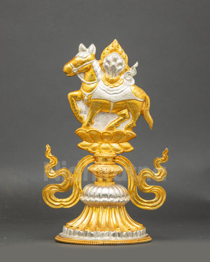 King and Queen Horse with sacred ceremonial symbols handcrafted Himalayan Buddhist art