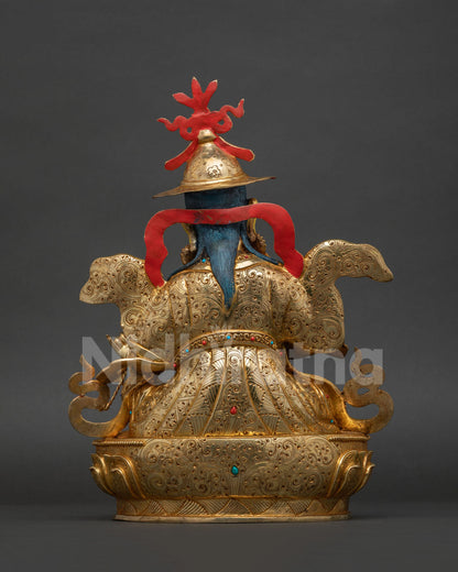 King Gesar Norbu Dradul Statue back view Newari handcrafted Buddhist sculpture