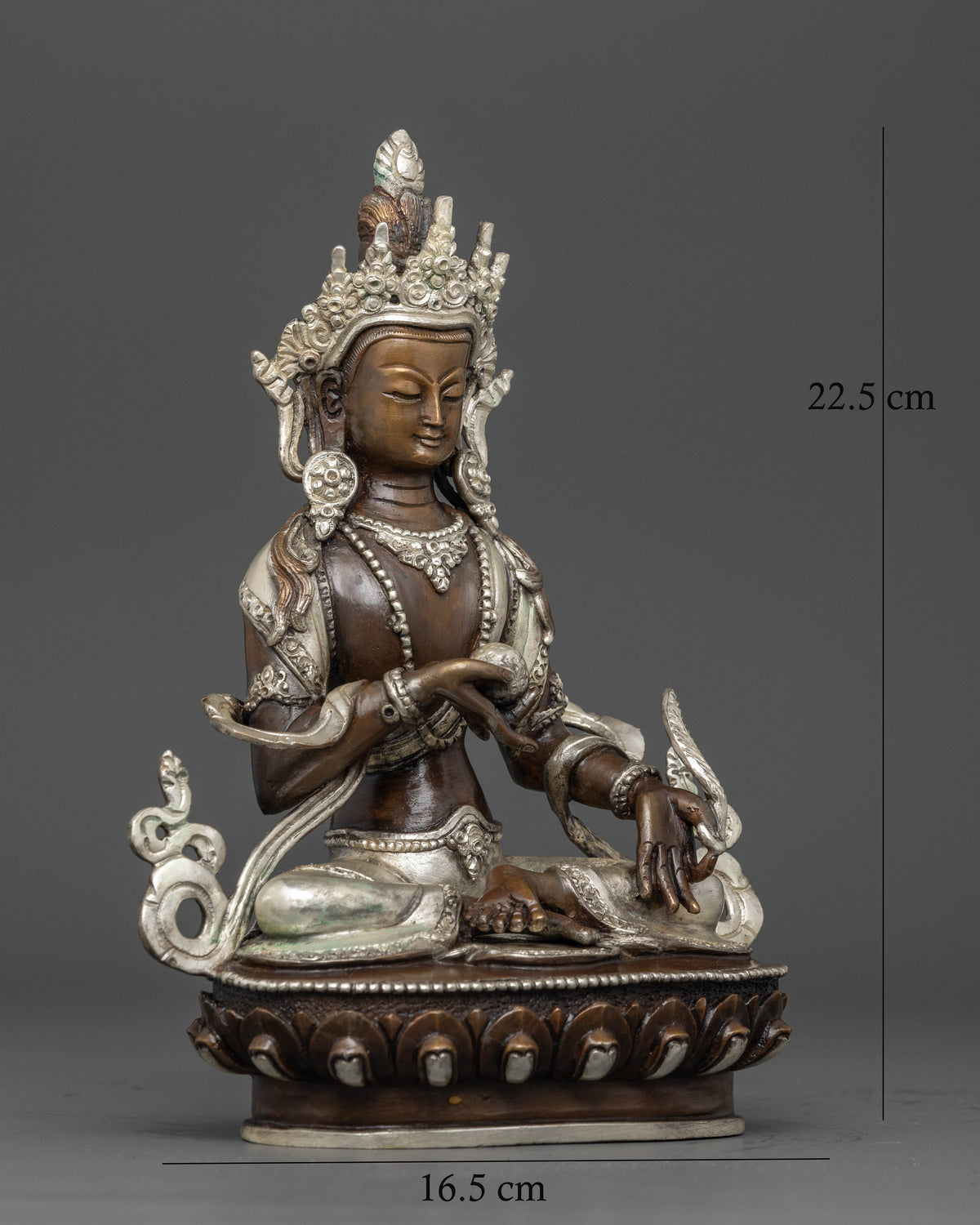 Kshitigarbha statue seated on lotus throne holding sacred Cintamani jewel