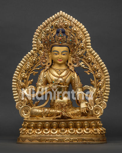 Ksitigarbha Bodhisattva Statue front view handcrafted copper Buddhist sculpture from Nepal