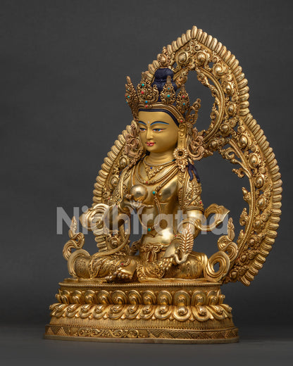 Ksitigarbha Statue left view side showing traditional Nepalese artwork