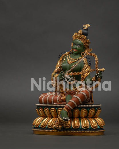 Kurukulla statue left side view – hand-carved gold-gilded copper sculpture