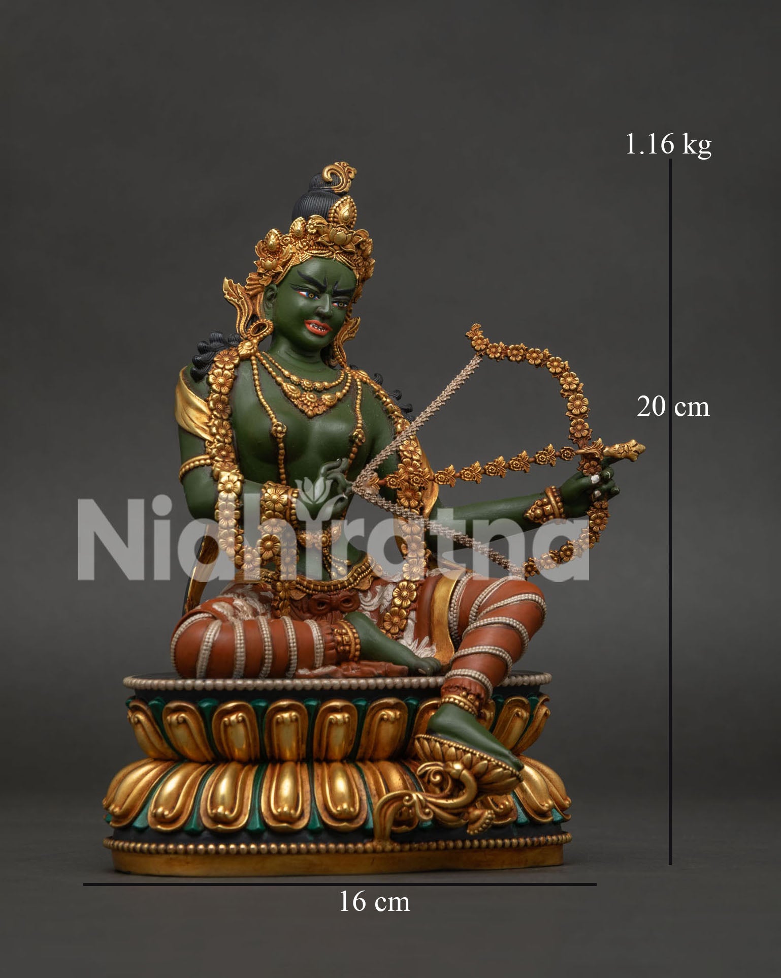 Kurukulla statue right side view – hand-carved gold-gilded copper sculpture