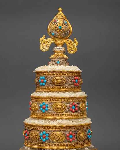 large copper mandala offering set for buddhist altar and ngondro practice
