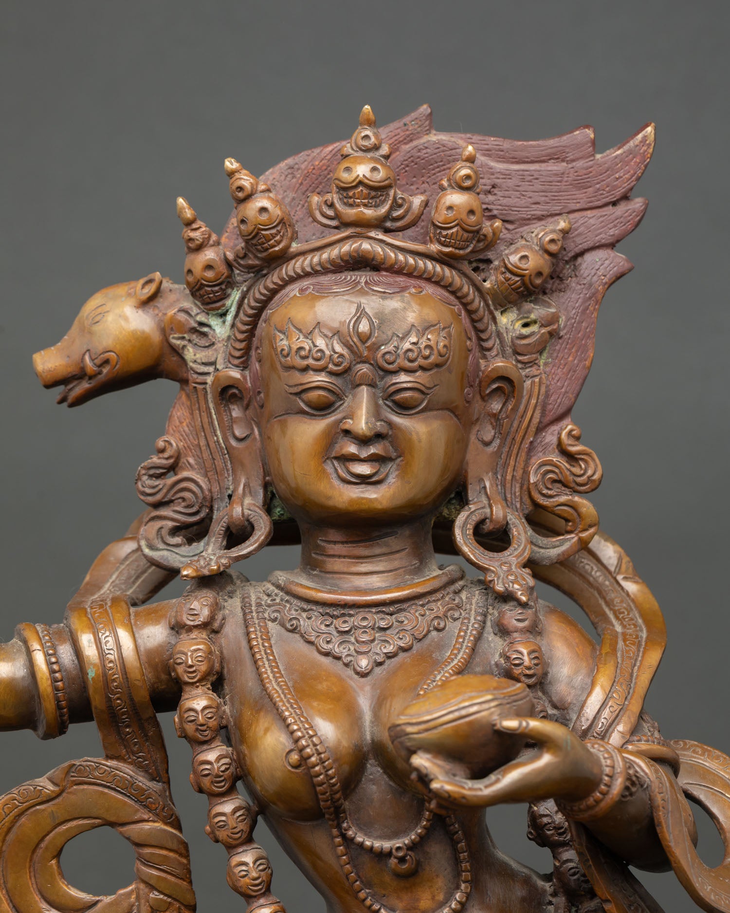 Large Dorje Phagmo Statue regular close up handcrafted Vajrayogini sculpture details