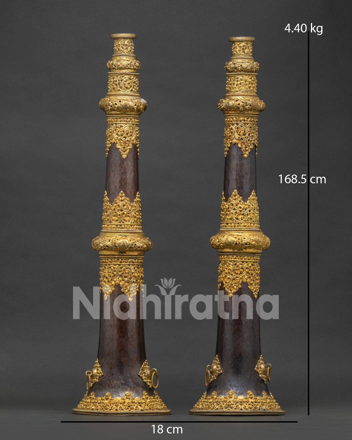 Lava Trumpet Set with oxidized and gold plated copper