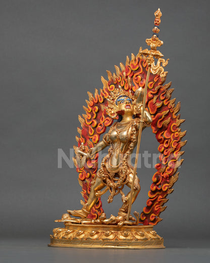 left side vajrayogini statue sacred tantric deity sculpture handcrafted patan nepal gold finish
