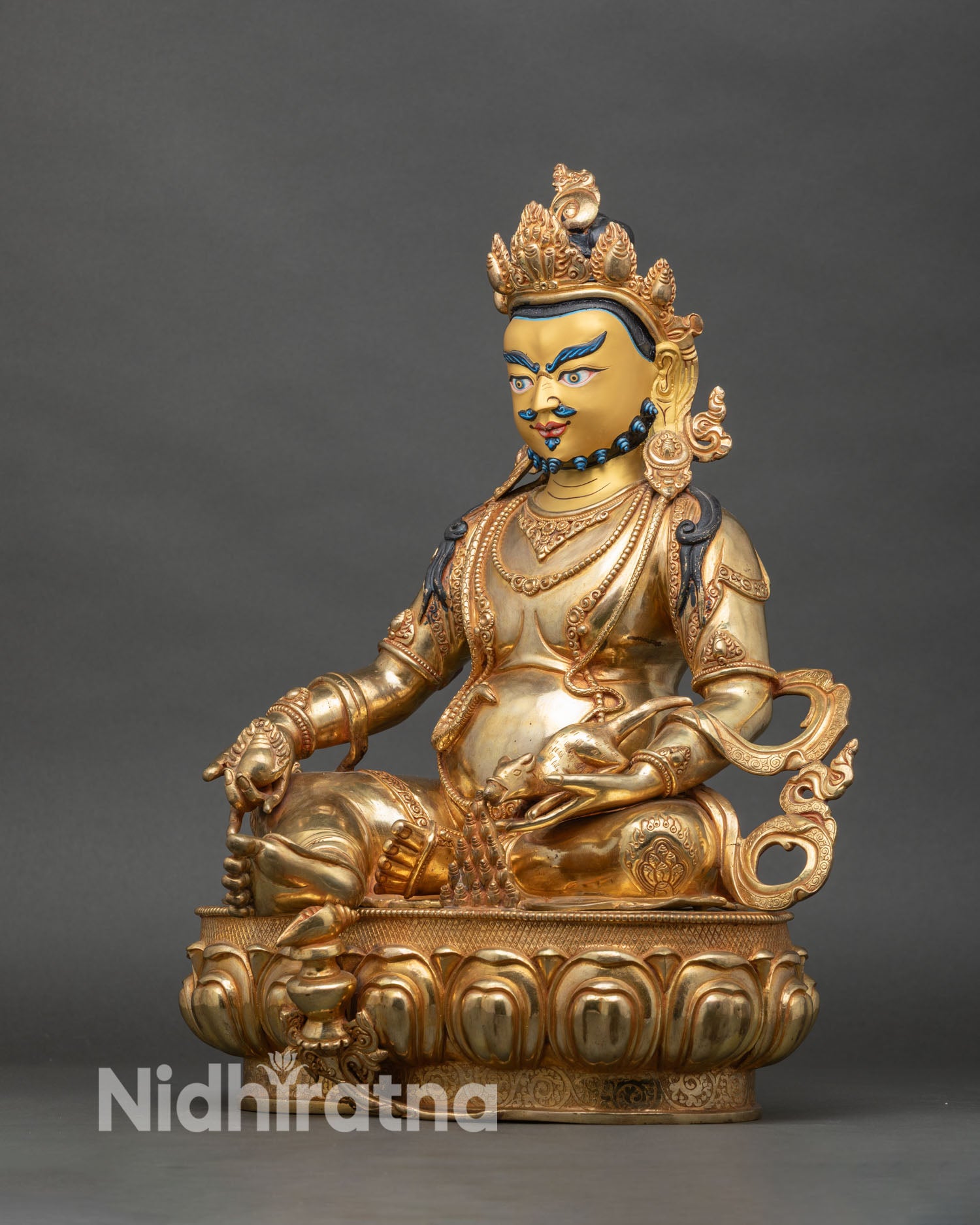 left-side-view-dzambhala-statue-intricate-3d-relief-carvings-layered-ornaments