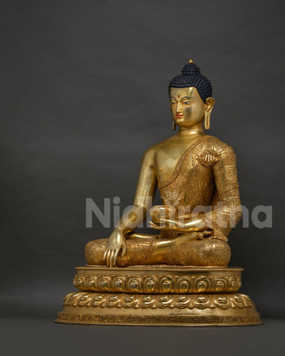 Left Side View of Gold Fire-Gilded Shakyamuni Buddha Statue, Nepal
