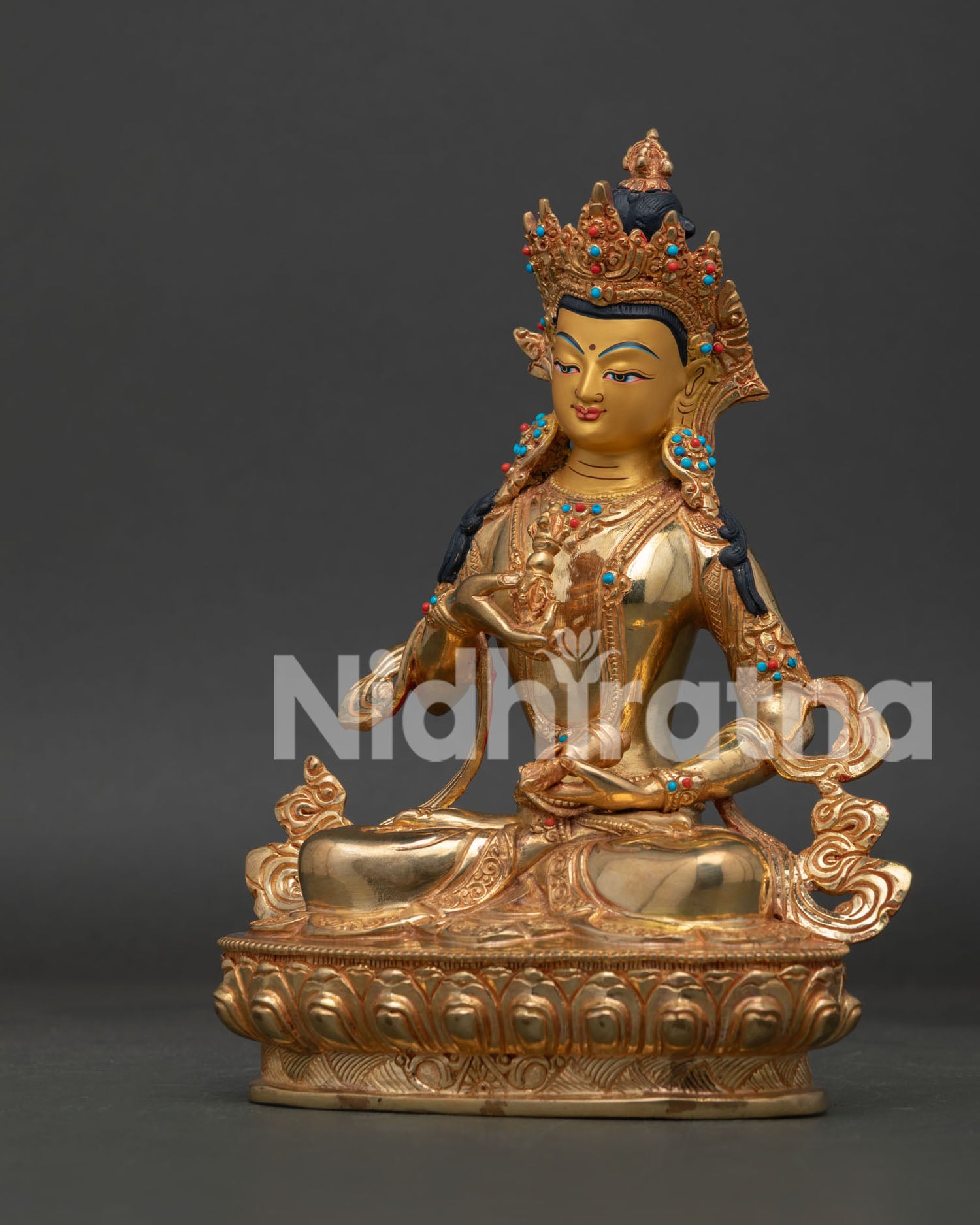 Left Side View of 24K Gold Fire Gilded Vajrasattva Statue