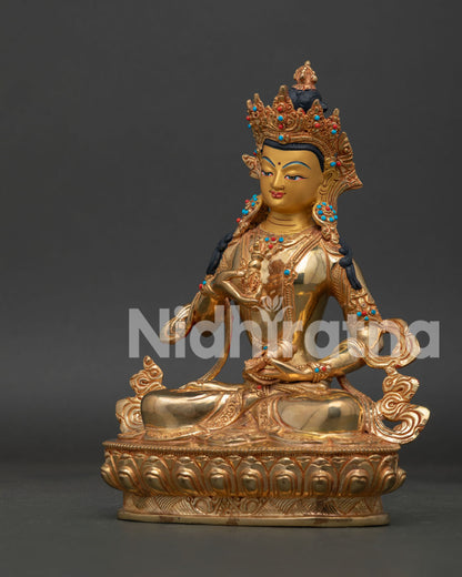 Left Side View of 24K Gold Fire Gilded Vajrasattva Statue