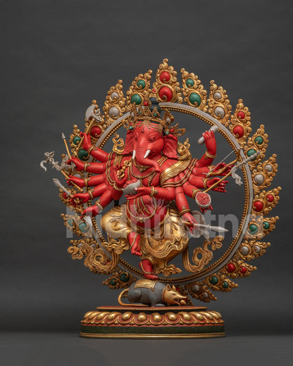 Left Side View of Elephant God Idol in Dynamic Dance Pose