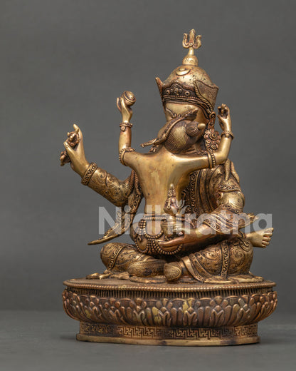 Left side view of handmade Guru Rinpoche Yab-Yum statue from Nepa