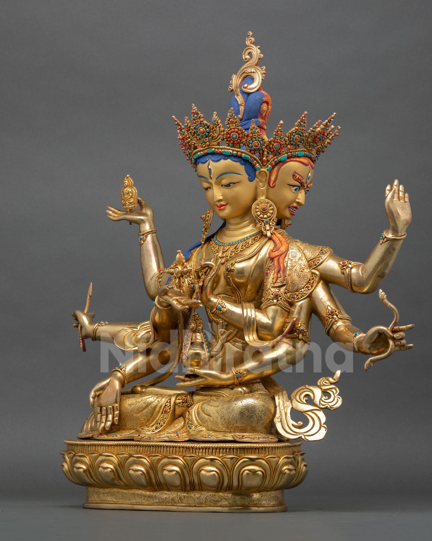 Left side view of Namgyalma Statue revealing traditional Nepalese craftsmanship and sacred long life deity form