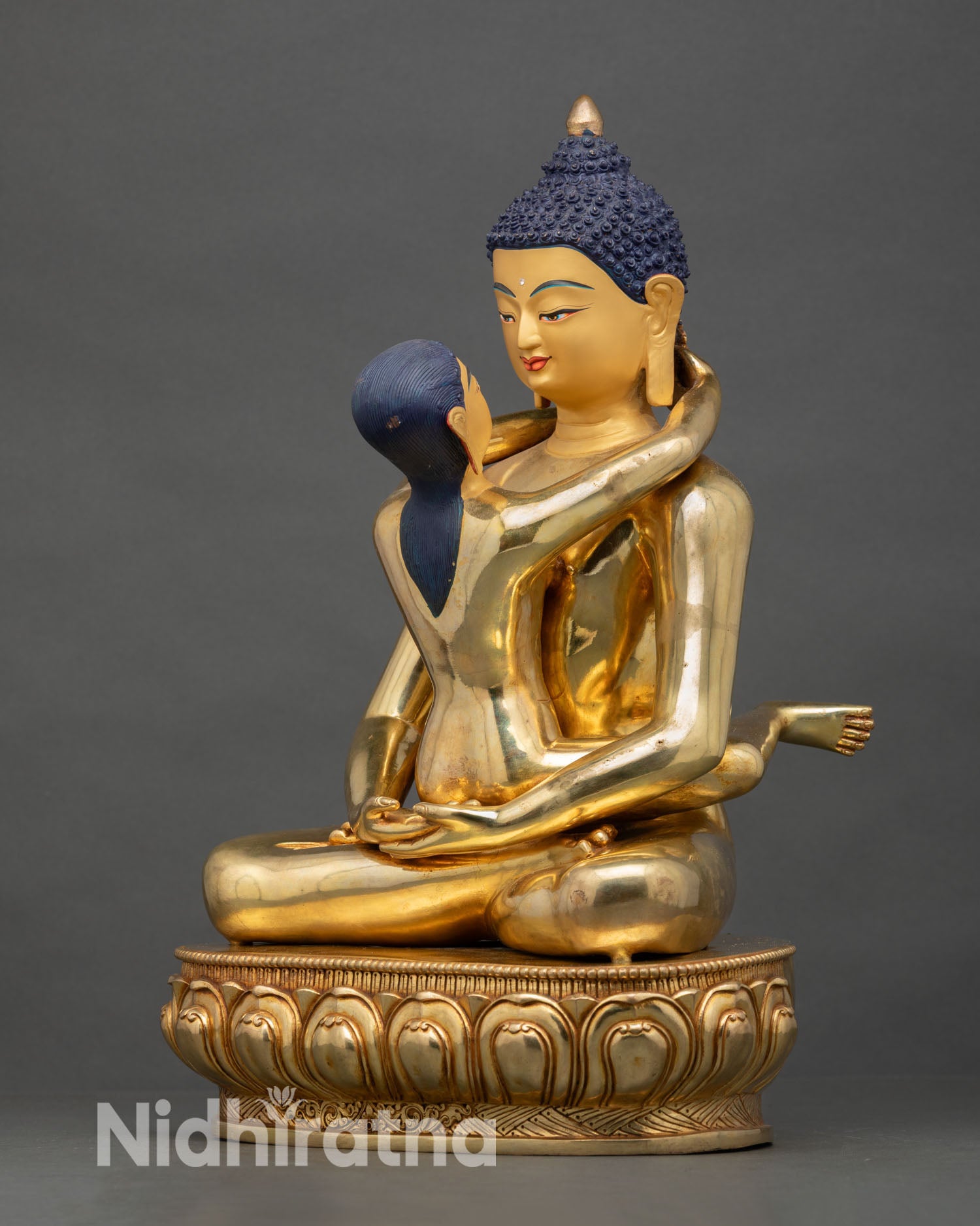 Left Side View of Samantabhadra Yab Yum Buddhist Statue Handcrafted in Nepal