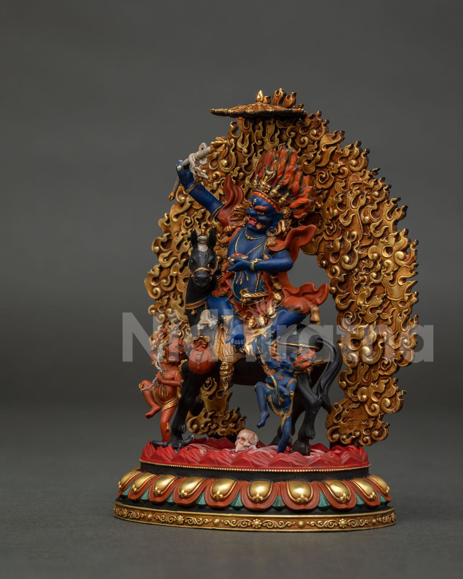 Left Side View of Small Palden Lhamo Buddhist Statue from Nepal
