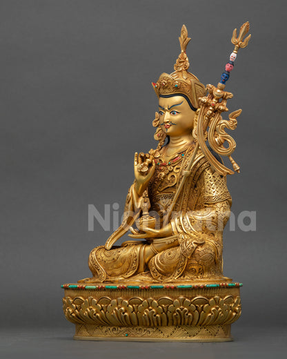 left side view of tsokye dorje vajrayana statue with sacred symbols
