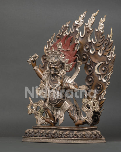 Left Side View Vajrapani Statue Himalayan Buddhist Deity Art