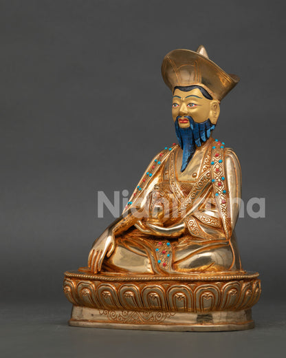 Left Side View Zhabdrung Ngawang Namgyal Handcrafted Statue Nepal Art