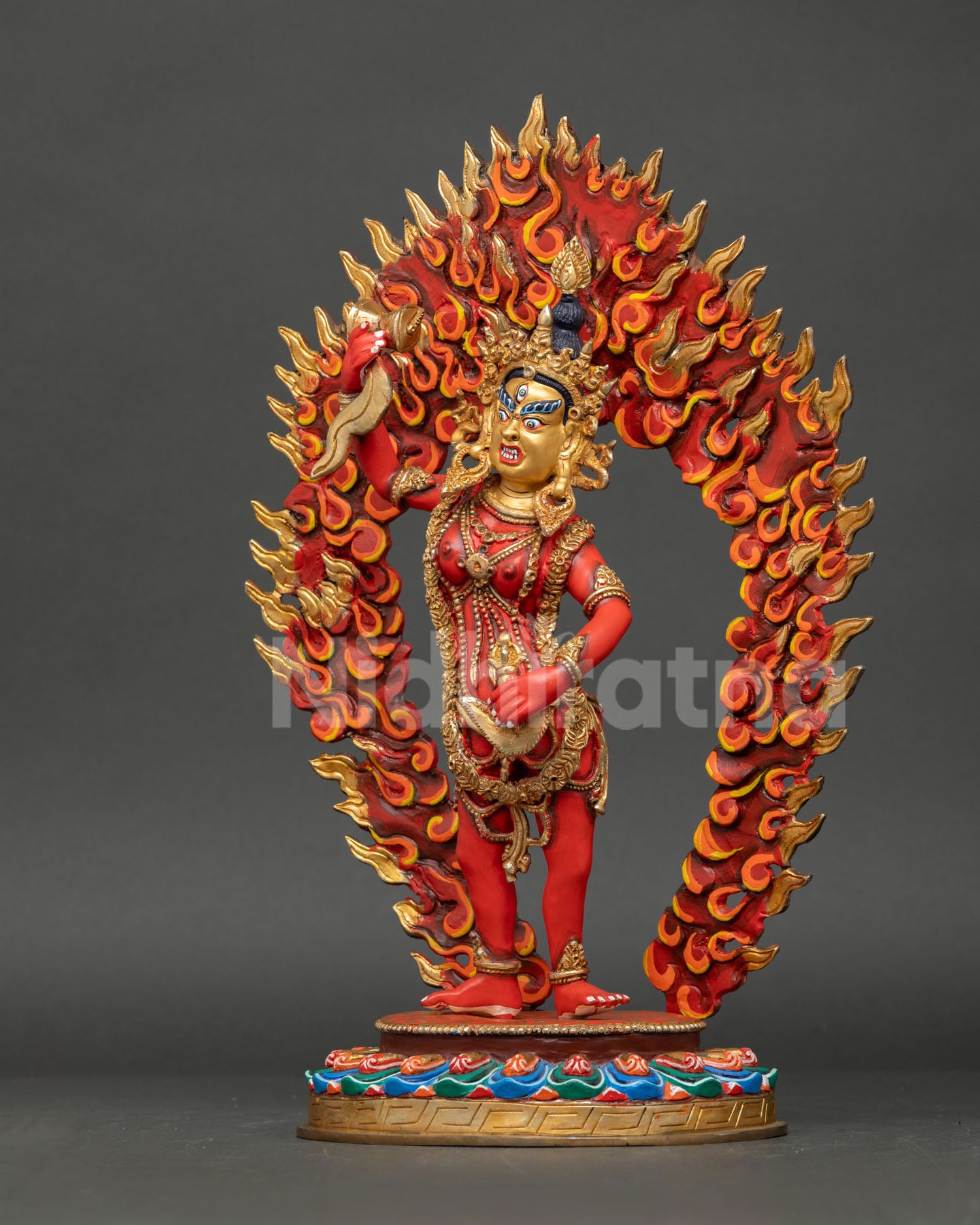 Left View Side Dechen Gyalmo Statue Profile View Copper Gold Gilded Nepal Sacred Art Sculpture
