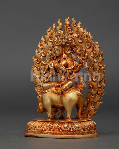 left view marichi statue multi arm copper gold electroplated deity art