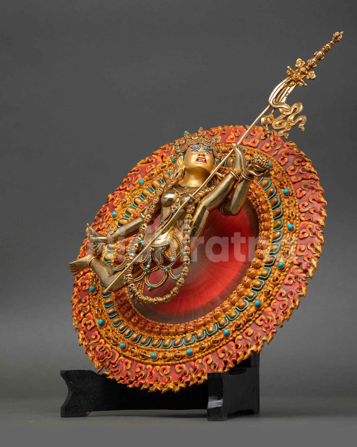 left view side vajrayogini statue akash yogini flying form skull crown tantric decor